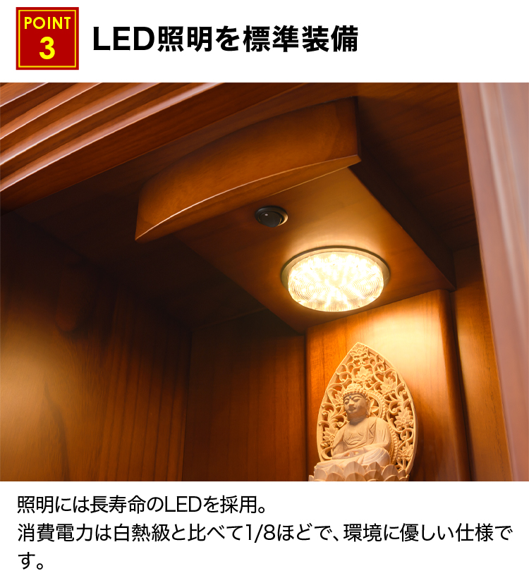 照明には長寿命のLEDを採用