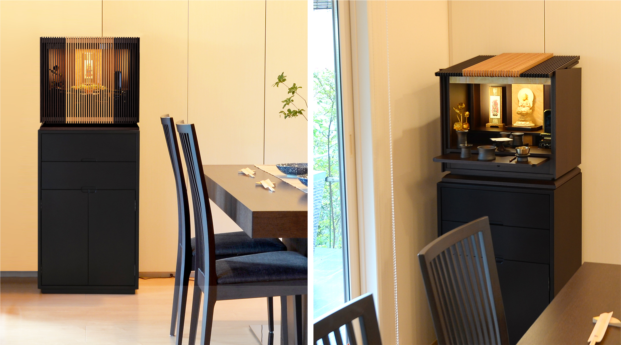 古き良き日本の面影を想わせる格子戸が美しい上置きモダン仏壇