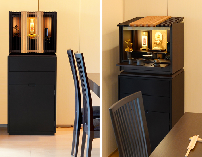 古き良き日本の面影を想わせる格子戸が美しい上置きモダン仏壇