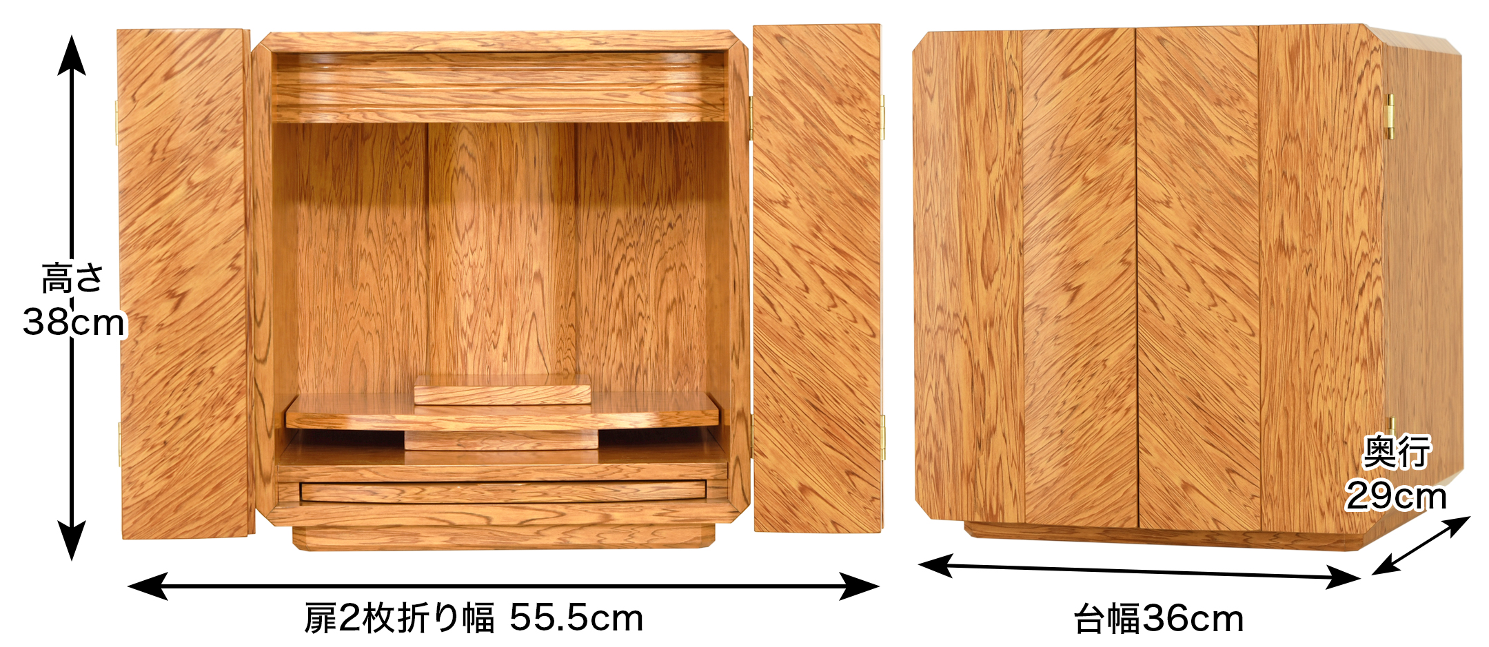 外寸 お仏壇のサイズ：12号 高さ38×幅36×奥行29cm