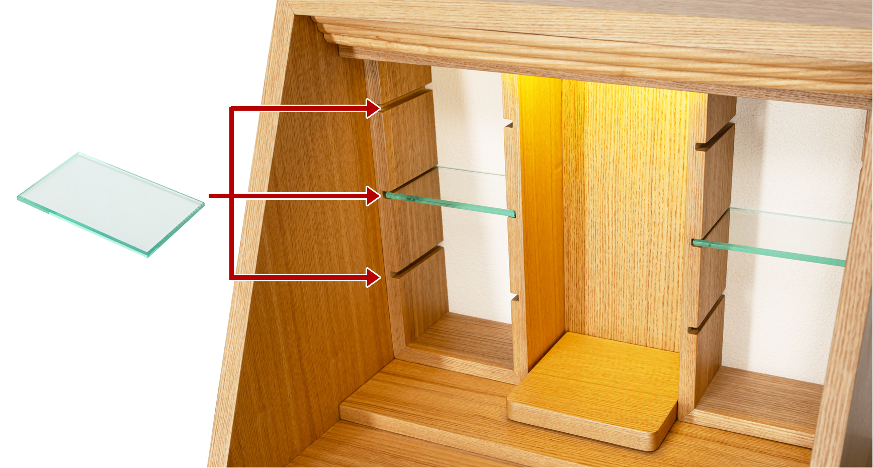 自由に飾れる、美しいガラス板