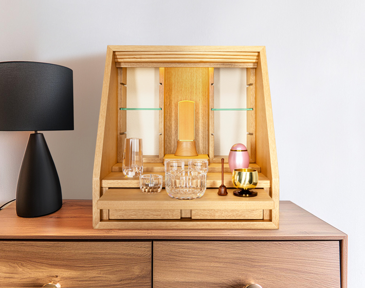 ミニ仏壇 小型 お仏壇【手元供養ステージ かなで タモ