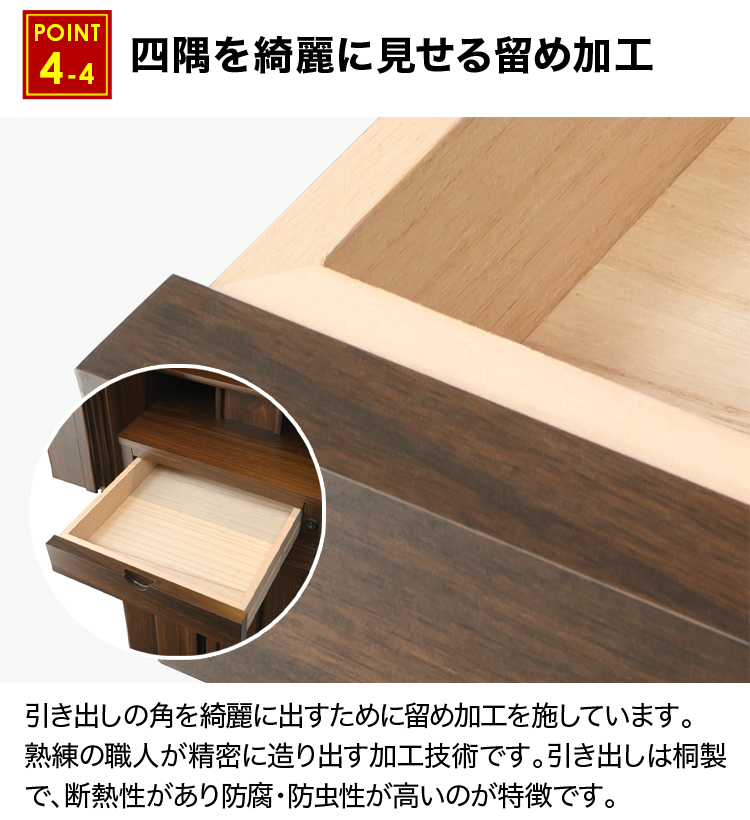 四隅を綺麗に見せる留め加工