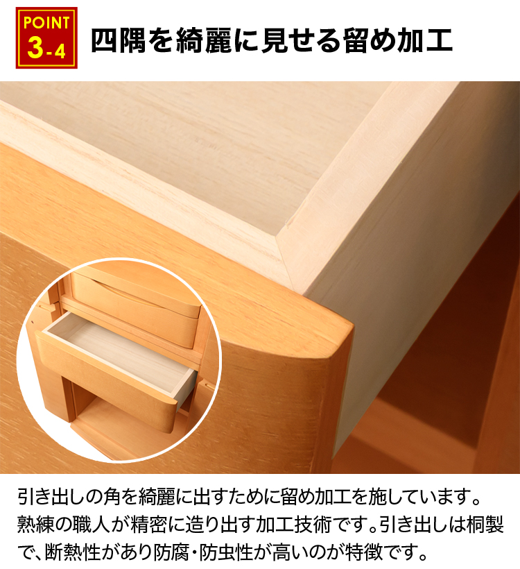 四隅を綺麗に見せる留め加工