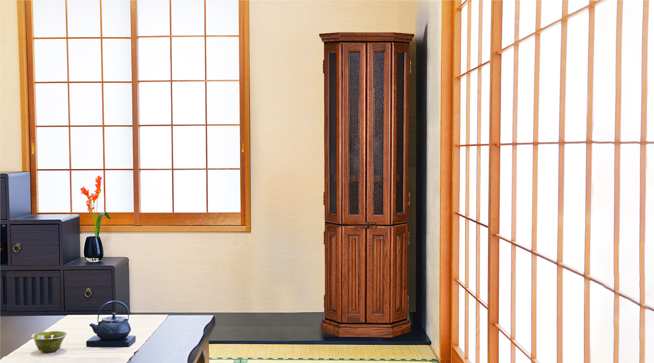 お仏壇を斜めから見たところ