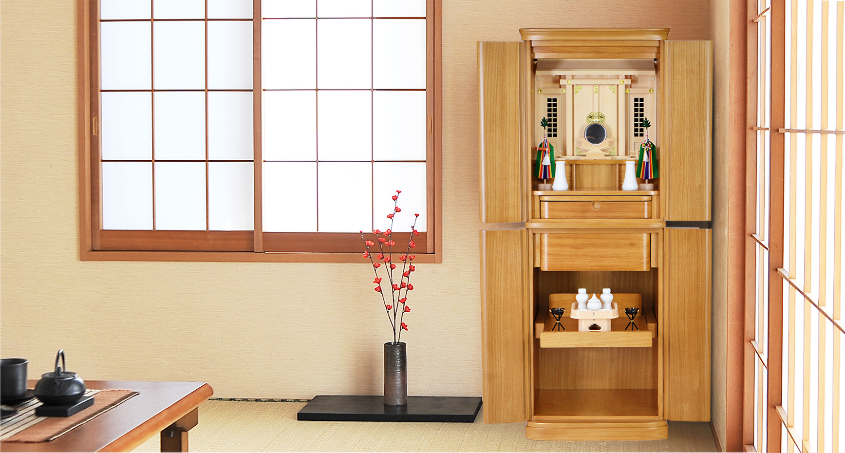 祖霊舎周りを綺麗に保つ収納と機能